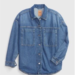 NWT GAP Denim Utility Shirt Jacket with Washwell; Size M Tall